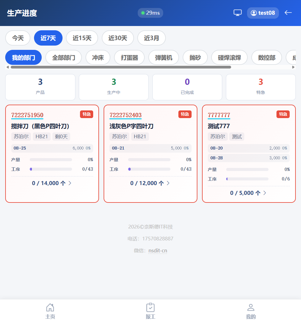 生产进度页实拍